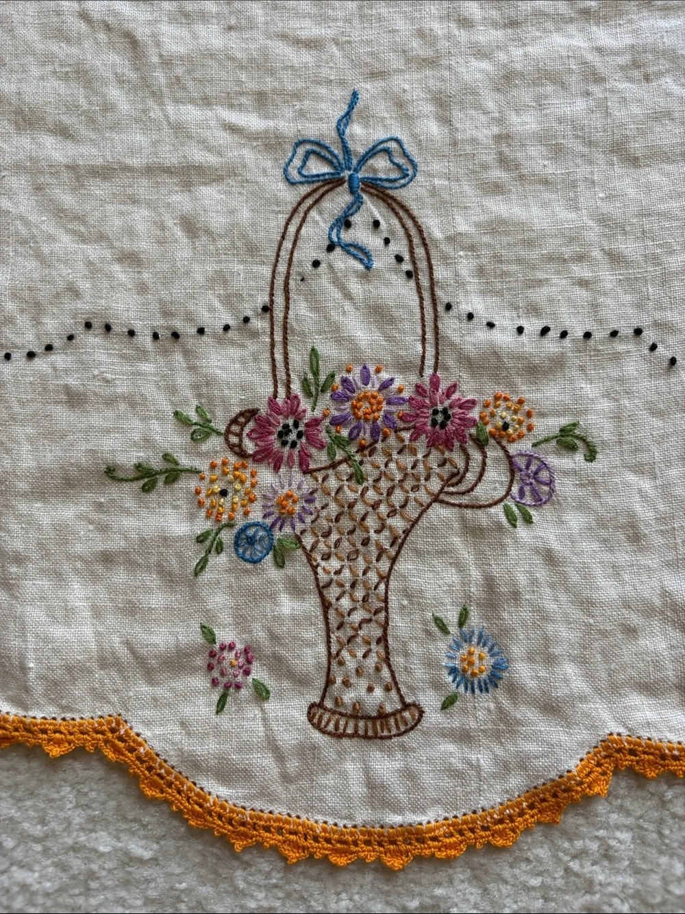 Vintage Embroidered Table Linen